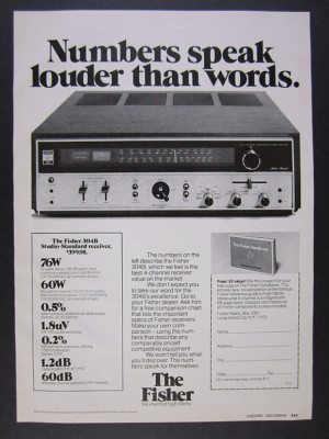 1973 Fisher Model 304-B 304B Stereo Receiver vintage print Ad-image