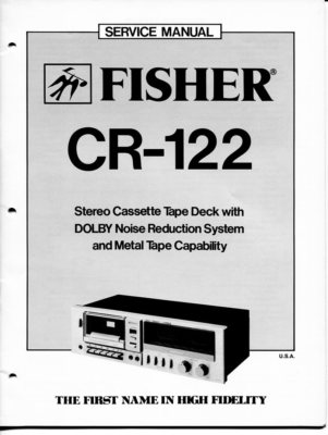 VINTAGE FISHER SERVICE MANUAL STEREO CASSETTE TAPE DECK W/ DOLBY MODEL CR-122-image