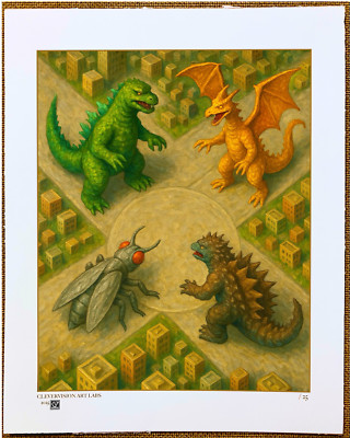 Surreal Urban Street Art Godzilla SIGNED LTD ED ART Print CleverVision Art Labs-image