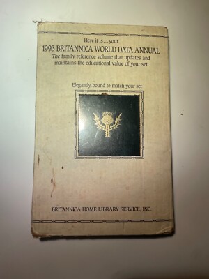 Britannica World Data 1993 Padded Brown Leather bound Annual .Still in Box!-image