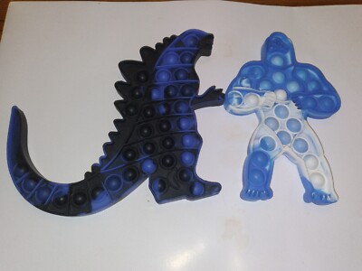 Godzilla King Kong Popit Toy Blue White Black 8 in Anxiety Stress Relief Monster-image