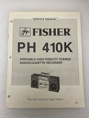 VTG Original Fisher PH 410K Portable HI Fi Radio/Cass Recorder Service Manual -image
