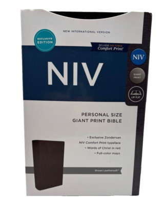 NIV: Personal Size Giant Print Bible Exclusive Zondervan, Brown Leathersoft NEW-image