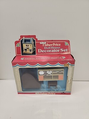 Vintage Fisher Price Dollhouse Decorator Set #258 Music Room Piano Seat Stereo -image