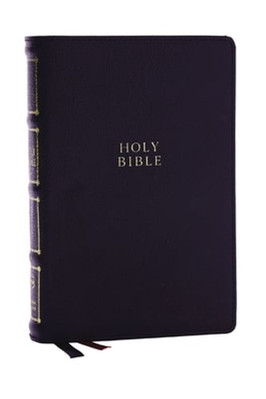 Nkjv, Compact Center-Column Reference Bible, Black Genuine Leather, Red Letter,-image