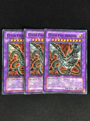 YUGIOH CYBER END DRAGON STON-ENSE1 SUPER HP/CREASES X3-image