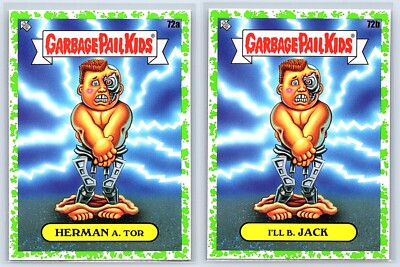 Terminator Schwarzenegger T-800 Garbage Pail Kids GPK Spoof GREEN SP 2-Card Set-image