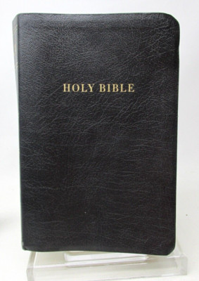 Vintage Holman Holy Bible Black Leather KJV Large Print References Red Letter-image