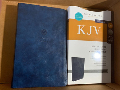 KJV Bible Leathersoft Navy Large Print Reference Concordance Nelson gift quality-image