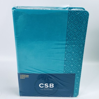 CSB Super Giant Print Bible Teal Turquoise Leather Touch Christian Standard NEW!-image