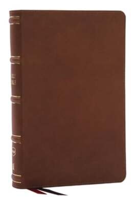 Nkjv, Single-Column Reference Bible, Verse-By-Verse, Brown Genuine Leather, Red-image