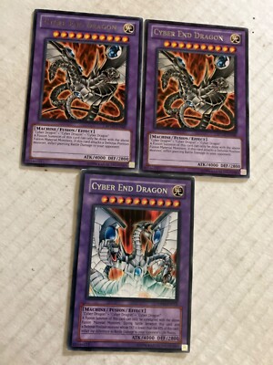 3 cyber end dragon unlimited edition rare yu-gi-oh gaming cards cscan-image