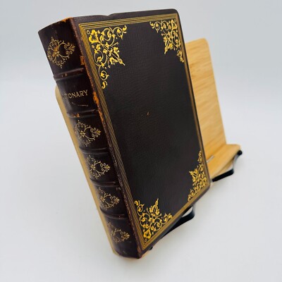 1927 Webster's Dictionary Folio Tab Indexed Gold Gilded Thin Paper De Luxe Ed.-image