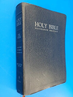 HOLY BIBLE KJV Giant Print Nelson 544 Black Bonded Leather Gilt 1976 ~ VERY GOOD-image