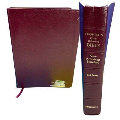 NASB Thompson Chain Reference Study Bible Burgundy Leather 1993 Indexed-image