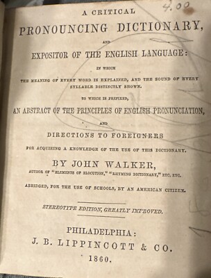 Walker's Pronouncing Dictionary 1869 John Walker Critical Pronouncing Dictionary-image