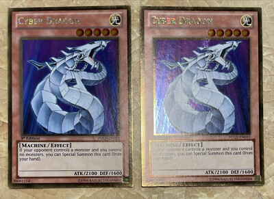 2 X YuGiOh Cyber Dragon PGLD-EN053 Gold Rare NM + LP Yu-Gi-Oh Trading Card Game-image