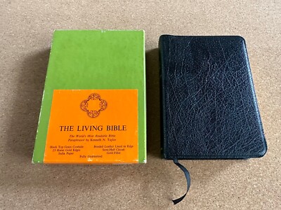 The Living Bible Paraphrased Genuine Cowhide Bonded Leather Tyndale 1972 READ-image