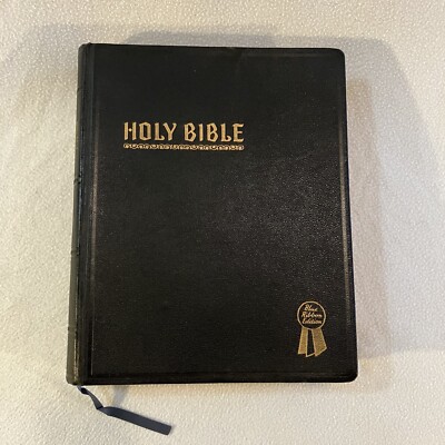 Vintage New Standard Reference Bible Blue Ribbon Indexed Red Letter 1948 Hertel-image