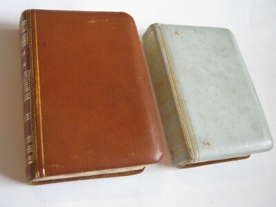 Pair of 1950s Burgess & Bowes English-German Midget Dictionaries Leather Bound-image