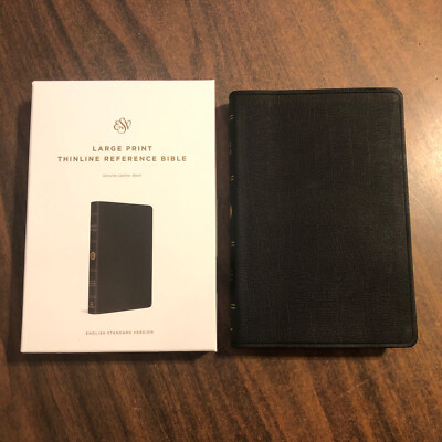 ESV Large Print Thinline Reference Bible - $99.99 Retail - Black Genuine Leather-image
