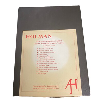 1962 Holy Bible Revised Standard Edition Holman Verse Reference Jewel Leather-image