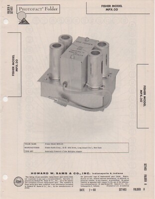 1960 FISHER MPX-20 STEREO MULTIPLEX ADAPTOR SERVICE MANUAL photofact schematic-image
