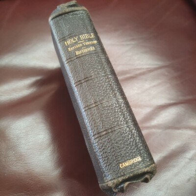 1922 Leather Holy Bible Revised Version References Cambridge Oxford Gilded Edges-image