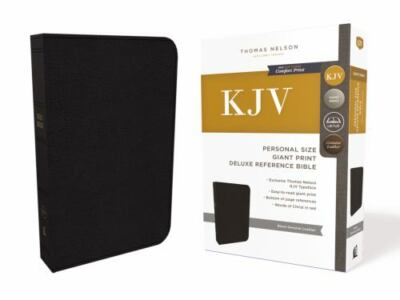 KJV, Deluxe Reference Bible, Personal Size Giant Print, Genuine Leather, Black, -image