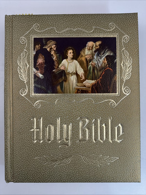 Holy Bible KJV Red Letter Edition Illustrated Heirloom Bible Publishers VTG 1971-image