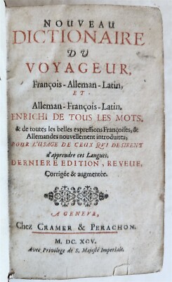 1695 DICTIONAIRE du VOYAGEUR Francois-Alleman-Latin antique 17th CENTURY-image