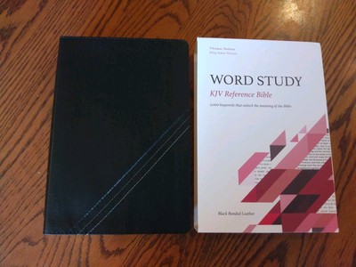 KJV WORD STUDY REFERENCE BIBLE ~Retail $89.99~ BLACK BONDED LEATHER RED LETTER-image