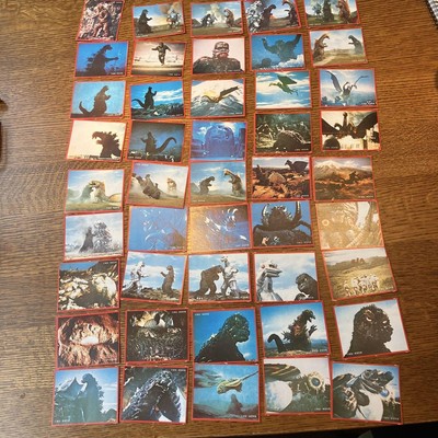 Morinaga Godzilla Monster Cards Set 45 No Duplicates Vintage 50 Years Old-image