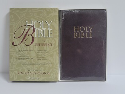 Zondervan Gold Edition KJV Reference Bible Burgundy Leather Red-Lettered NEW-image