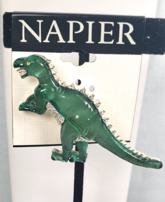 Napier Zilla Acylic Crystal Rhinestone Godzilla Brooch New on Card-image