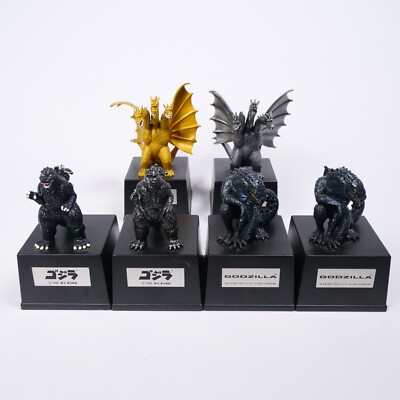 Past Godzilla figures with pedestal Lot of 6-image