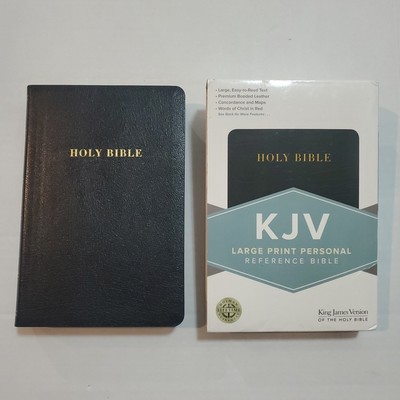 KJV Large Print Personal Reference Bible Black Leather Red Letter-image