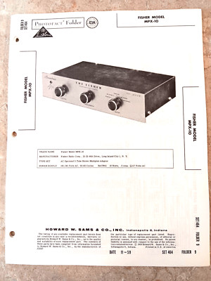 NOS Sams Photofact Folder 464-9 FISHER MPX-10 a Stereo MPX Adapter-image