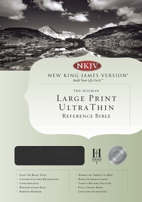 NKJV Large Print Ultrathin Reference Bible, Black Genuine Leather-image