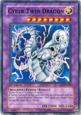 1x Cyber Twin Dragon - CRV-EN035 - Super Rare - 1st Edition Moderately Played, E-image