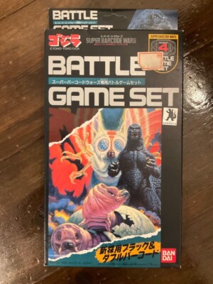 Godzilla Super Barcode Wars BATTLE GAME SET BANDAI 1992 vintage Japan OOP-image
