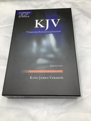 KJV Turquoise Reference Bible, Black Calfskin Leather, Full Yapp, KJ675:XRLY...-image