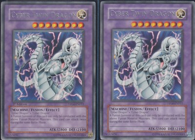 YUGIOH! CYBER TWIN DRAGON X2 - RARE UNLIMITED & 1ST EDITION - DP04-EN011 NM+-image