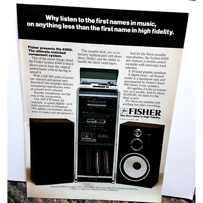 1982 Fisher Home Stereo First Name High Fidelity Vintage Print Ad Original 80s-image