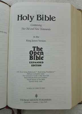 The Open Bible Expanded Edition KJV 1988 Leather Special Edition Burgundy USA-image