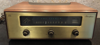 Fisher Model FM-100 Mono Tube FM Receiver Wood Case #10860A-image