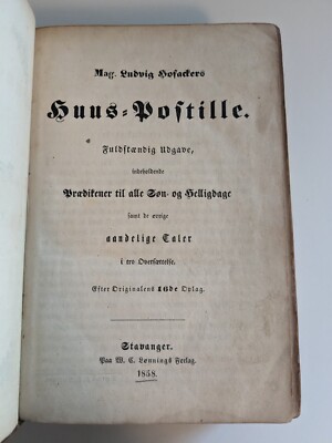 Ludwig Ludvig Hofacker's Huus-Postille - Sermons, Stavanger Norway 1858-image