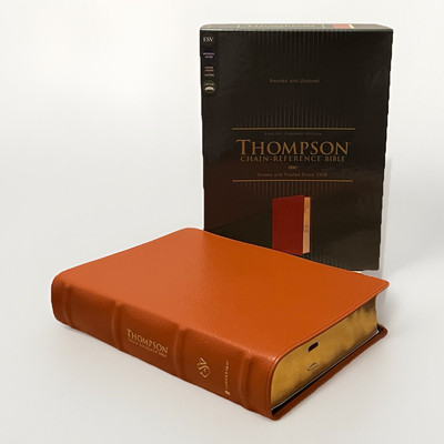 ESV, Thompson Chain-Reference Bible, Genuine Calfskin Leather, Tan - $169 Retail-image