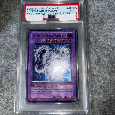 PSA 9 Mint 2006 Cyber Twin Dragon CRV-AE035 Ultimate Rare 1st ED YuGiOh English-image