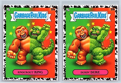 Godzilla Versus King Kong Garbage Pail Kids Movie Spoof BLACK SP 2-Card Set-image